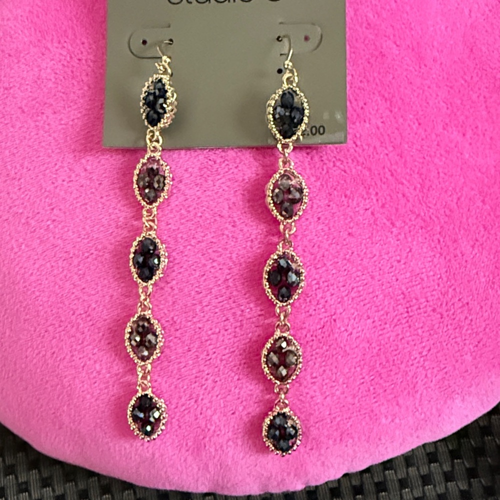 Studio S Gold and Dark Brown Drop Earrings